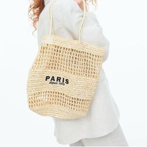 H&M Straw Paris Tote Bag